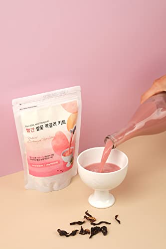 COSMOSY 막걸리 DIY KIT 홍쌈 꽃막걸리 280G 한국 막걸리 하루 만에 만드는 쉬운 준비 K 칵테일 레시피 (빨간쌀 꽃막걸리 280)