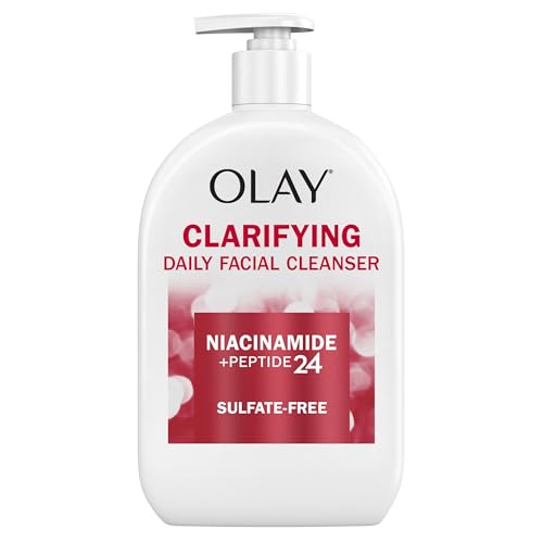 Olay Face Wash, Daily Facial Cleanser with Niacinamide, Peptides & Glycerin - Clarifying, Refreshes Skin Surface, Refines Appearance of Pores - Sulfate-Free, Paraben-Free, Oil-Free, 16 Oz