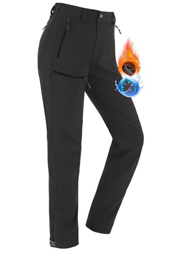 Vzteek Damen-Wanderhose-Thermohose-Skihose-Schneehose-Softshellhose-Wasserdicht Winter Warm Gefüttert Arbeitshosen Regenhose Trekkinghose Outdoor Hosen für Damen Cargohose (Klassisch Grau,XXL)