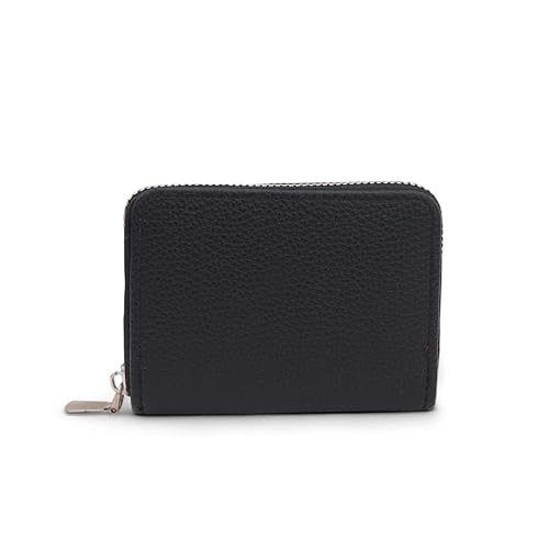 Image of 9 Slot RFID Genuine Leather Credit Debit Card Holder Wallet Money Zipper Coin Purse for Men & Women (Black 2)