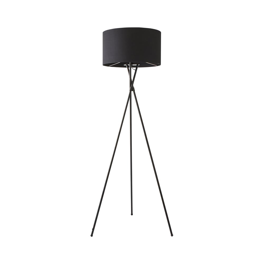 MiniSun | Modern Gloss Black Metal Tripod Floor Lamp with a Black Shade | Floor Lamps & Torchieres, Home Décor, Improvement & Lifestyle Essential