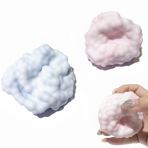 Stressball Erwachsene 2 Stück Traubenstress Squishy Stressbälle Kleines Perlen Quetschball Anti Stressabbau Spielzeug Bälle für Kneten Drücken Entspannen Linderung von Angst(Blau/Rosa)