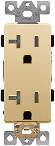 LIDER Matte Finish Decorator Receptacle, Child Safe Tamper-Resistant Wall Outlet, Commercial Grade, Self-Grounding, 20A 125V, UL Listed, LR20-TR-GD, Gold
