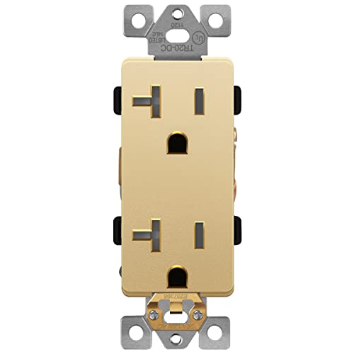 Lider Matte Finish Decorator Receptacle, Child Safe Tamper-Resistant Wall Outlet, Commercial Grade, Self-Grounding, 20A 125V, Ul Listed, Lr20-Tr-Gd, Gold #TOP2