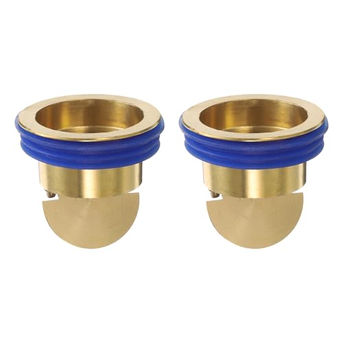 uxcell 2Pcs Odor Proof Floor Drain, Brass Shower Floor Drain Backflow Preventer Anti-Clogging Single Way Drain Valve Sewer Sealing Ring for Kitchen Bathroom Laundry (Gold)