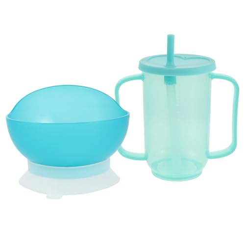 MOLUCKFU Juego de 2 Vasos Antiderrame y Cuencos para Personas Mayores con Dificultad para Apto para Alimentación Líquida y Dieta Blanda Antideslizante Adecuado para Cuidado Cama y Uso