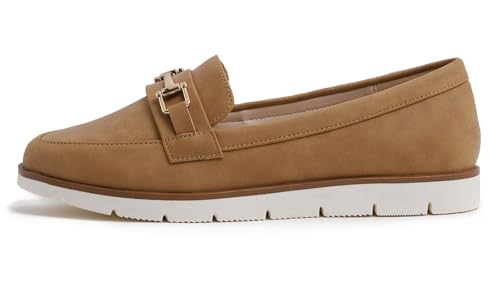 Image of FEVERSOLE Women's Comfort Penny Loafer Geniune Leather Insole Flexible Walking Driving Shoes