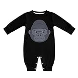 [STEBVI] ロンパース ゴリラの颜 ベビー服 長袖 カバーオール 女の子 男の子 赤ちゃん服 前開き パジャマ 新生児 幼児 かわいい 肌着 柔らかい 部屋着 寝間着 出産祝い プレゼント 0-3M