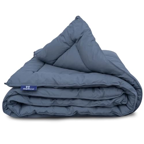 Slaapspeciaal Bettdecke ohne Bezug 200x220 - Ganzjahresdecke extra lang [Softcell Füllung], Steppdecke mit Gelfasern für Daunengefühl - Waschbare allergiker Bettwäsche - Grau