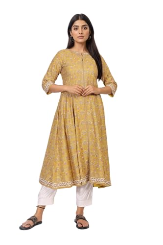 Anarkali court brodé W for Woman avec pantalon droit jaune taille M