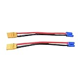Hengfuntong-Elec EC5 EC 5 EC-5 Plug Male Charging Cable Leads 10awg 20cm with XT90 Cap Female XT90 XT 90 XT-90 for RC Battery Chargers 2pcs
