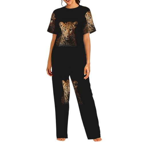 Pyjama léopard femme court vêtement de nuit fluide contre la chaleur pour rester élégante