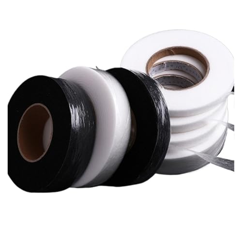 LuoAXINN Cinta para dobladillos de pantalones Tela adhesiva interlineada de doble cara for ropa, cinta dobladillo for planchar, accesorios costura DIY, color blanco y negro, 64 metros(1cm black)
