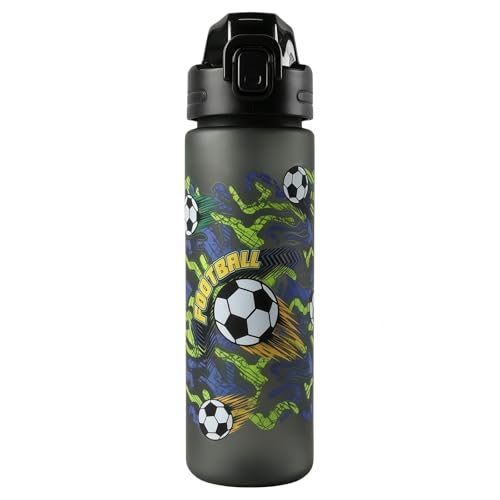 MHwan Trinkflasche Kinder, Auslaufsicher, Langlebig, Sturzsicher, BPA-frei, Spülmaschinenfest, Geeignet für Schule und Sport- 700ML (Fußball)