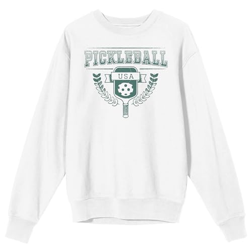 Bioworld Pickleball USA Womens White Crew Neck Sweatshirt-Small