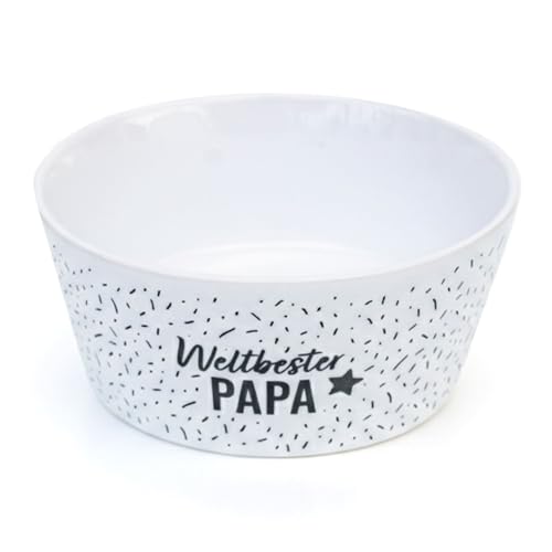 Papierdrachen Bol à céréales en porcelaine - Motif « Weltbester Papa » - Blanc et noir - 15 cm - Avec impression intérieure - Cadeau pour la fête des...