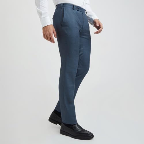 Image of Raymond Men's Slim Fit Mid Rise Polyester Blend Flat Front Formal Trouser