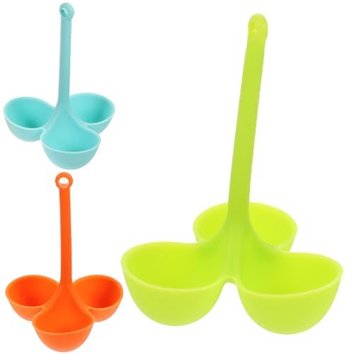 TIDTALEO 3 Pezzi Cuociuova in Silicone Arancia Tre Scomparti e Manico, Dispositivo per Bollire le Uova al Vapore, Sicuro per Forno a Microonde, per Salse e Carne al Vapore Colore Casuale