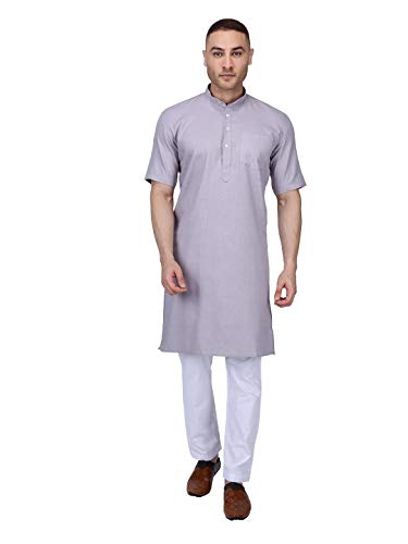Image of Rajubhai Hargovindas Men's Premium Cotton Half Sleeve Solid Kurta