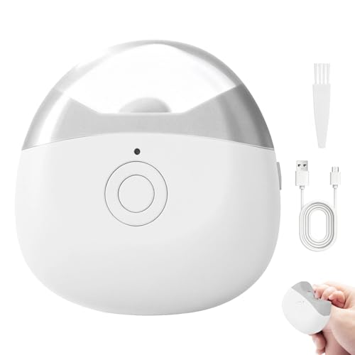 Electric Nail Clippers, 2 in 1 Automatic Nail Clipper, Upgraded Nail Trimmer with Led Light and 2 Speeds, USB Rechargeable Safety Fingernail Trimmer Suitable for All Nail Shapes and Ages (White)