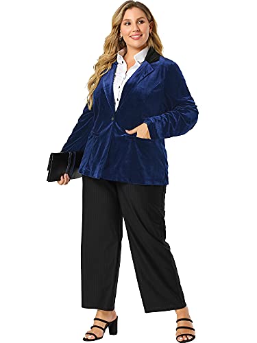 Image of Agnes Orinda Plus Size Velvet Blazers Jackets for Women Casual Lapel Suit Office Work Blazer | Soft Velvet Fabric, Notched Lapel, Button Closure, Vintage Party Style, Long Sleeve Casual Blazer Jacket