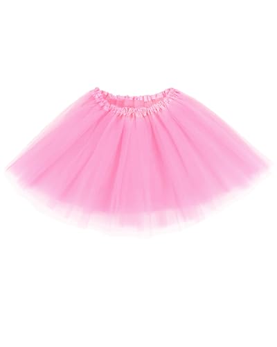 XINXIYAN Pink Tutu for Girls Womens Skirt 5 Layers Mardi Gras Outfit Halloween Costume Dress Party Favor (Pink)