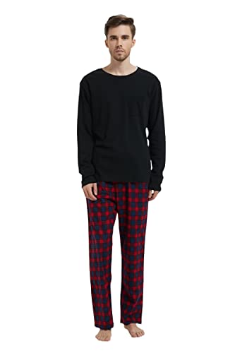 Amaxer Pigiama Uomo Cotone Lungo di Flanella Set