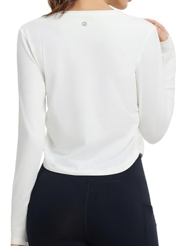 baleaf Women's Long Sleeve Crop Workout Tops Soft Athletic Running Gym Shirts Casual Quick Dry T-Shirt with Thumb Holes