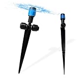 20PCS Push-to-Fit Drip Irrigation Emitters for 1/4 inch Irrigation Tubing, Two-Way Connection Adjustable Vortex Drip Emitters with Stake, Irrigation Dripper Sprinklers for Drip Irrigation System