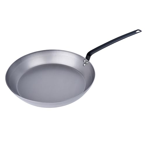 Restaurantware -Met Lux - Sartenes de 16 pulgadas, 6 sartenes antiadherentes, listas para inducción, triple remachado, acero al carbono plateado, duraderas, para saltear y dorar alimentos