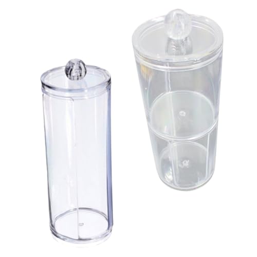 POPETPOP 2pezzi Scatola Acrilica Per Dischetti Di Cotone e Cotton Fioc Con Coperchio Protettivo Organizer Cosmetici Compatto e Resistente Per Bagno e Make up