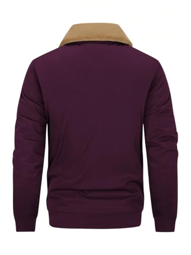 Image of GLASGO Men's Colorado Fleece-Lined Bomber Jacket || Winter Warm Stylish Casual Coat with Soft Collar & Zipper Closure