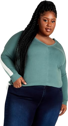Image of Avenue Women's Plus Size Sweater So Sweet in Seafoam /Ivory, Size 1416