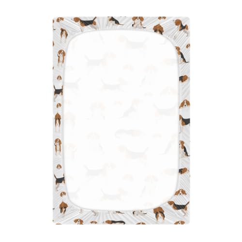 Image of Crib Sheets for Boys Girl Beagle Puppy Breathable Mini Crib Mattress Sheets Fitted,Toddler Baby Sheets for Crib Mattress 39 * 27 * 5In