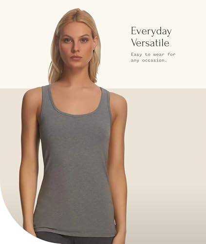 Image of Felina Stretch Layering Womens Tank Top - Seamless Cotton Tank Top for Women, Workout Top (3-Pack)