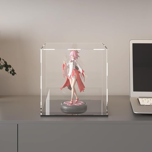 Image of Premium Acrylic Display Case for Collectibles, Action Figures & Toys | Transparent Dustproof Display Box with Black Base (7 inch L x 7 inch W x 7 inch H)