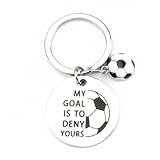 Soccer Goalie Keychain for Men Football Charm with Motivational Quote Metal Keyring