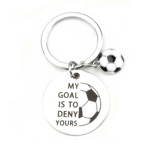 Soccer Goalie Keychain for Men Football Charm with Motivational Quote