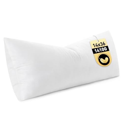 MIULEE 14x36 Inch Down Feather Pillow Insert with Cotton Fabric