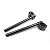 HANEU Aluminium Demi Guidon motos bracelet moto pour CB500 CB750 GN400 GS550 GS750 GPz550 KZ550 TZ250 XJ550 Universel fourche guidon bracelet cafe racer Angle 8 ° tubes 22MM couleur noire (39mm)