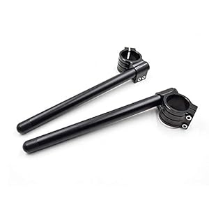HANEU Aluminium Demi Guidon motos bracelet moto pour CB500 CB750 GN400 GS550 GS750 GPz550 KZ550 TZ250 XJ550 Universel fourche guidon bracelet cafe racer Angle 8 ° tubes 22MM couleur noire (39mm)