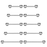 Gidemen Tongue Rings Nipple Piercing Jewelry 14G Surgical Steel 10mm 12mm 14mm 16mm 18mm silvery