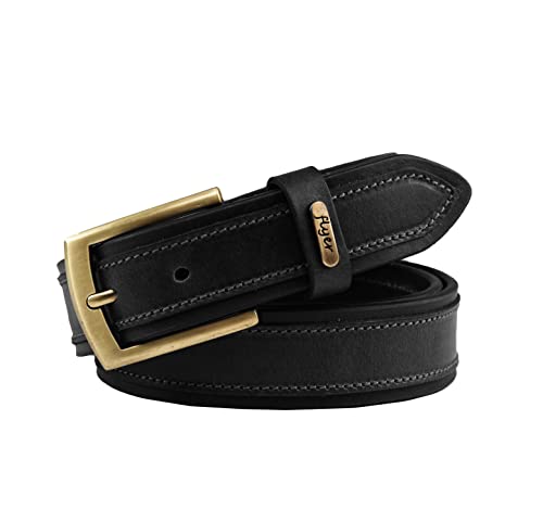 Image of Flyer Men's Leather Belt (Formal /Casual) (Colour -Brown /Black) Buckle Adjustable Size Genuine Original Leather (TAN510-B)