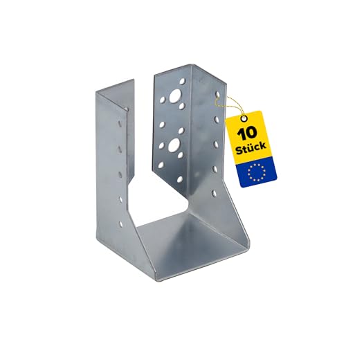 DMX Balkenschuhe - 10er Set für Holzbalken - Balkenbreite von 80 mm - 80x120x75x2,0 mm - Balkenschuh - Balkenverbinder - Holzverbinder - Balkenträger - Metallwinkel - verzinktes Blech