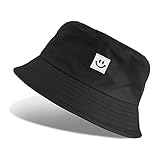 CMTOP Fischerhüte,Bucket Hat Baumwolle Unisex Faltbar Anglerhut Sonnenhut Adumbral Hut zum Wandern Camping Reisen Angeln(1-Schwarz,One Size)