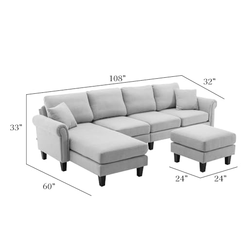Image of Nathan 6 Seater L Shape Sofa with Centre Table | 6 Seater Sofa Set for Living Room (Nathan Yellow, LHS)