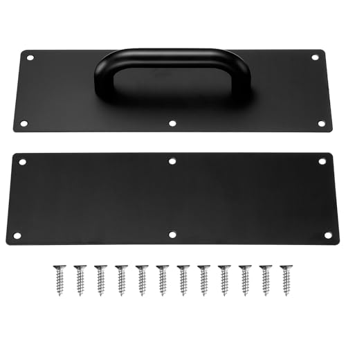 Poignée de porte coulissante inox 304 noire plaque poussée tirage pour issue de secours - 2