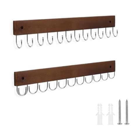 UNIFUN Key Hooks, Key Hooks for Wall Mounted with 12 Hooks, for Entryway, Bathroom, Hallway and Kitchen(2PACK) Cover