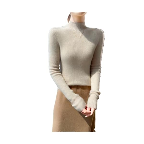 Women's Cashmere Slim Sweater Half High Collar Pullovers Winter Basic Cashmere Warm Clothing Tops