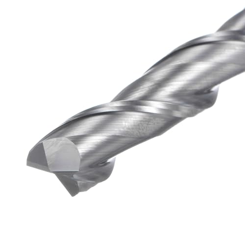 Image of uxcell Carbide Square End Mill, 3 /8 inch Diameter Uncoated 2 Flutes Milling Bit Cutter, for Aluminum Copper Non-Ferrous Metal, 3 /8 inch Shank 2 inch Cut Length 4 inch Extra Long